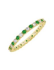 Emerald and Diamond Eternity Bangle : 14K Yellow Gold - 10.00 CT TGW
