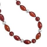 .925 Silver & Faceted Carnelian Necklace- 18+2 IN