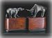 Executive Gift Bull And Bear Stock Market Wall Street Bronzed Brass with Burl Wood Base Bookends
