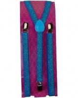 See More Outer Rebel Fashion Skinny Suspenders- Turquoise Sparkle