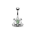 316L Surgical Steel Green Gem Frog Belly Navel Ring