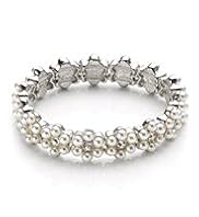 Faux Pearl Floral Diamanté Bracelet