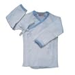 Sckoon Organic Cotton Kimono Layette Top Blue - Size 3-6 Months