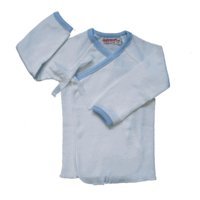 Sckoon Organic Cotton Kimono Layette Top Blue - Size 3-6 Months