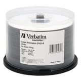 VERBATIM DVD-R MEDIA 8X 4.7GB 50-PK SPINDLE INKJET HUB PRINTABLE W/LOGO (White) (Retail)