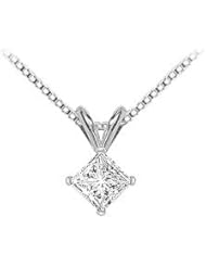 18K White Gold Princess Cut Diamond Solitaire Pendant 1.00 CT. TDW.