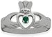 Ladies 10 Karat White Gold Emerald Claddagh Ring - title=
