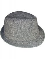 Outer Rebel Fashion Squaretop Fedora Hat- Black & White Herringbone
