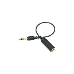 PCMICROSTORE brand Apple iPhone Black 3.5mm Earphone Headphone 3" Inch Extension Adapter (Allow use of non-oem headphone with this adapter)
