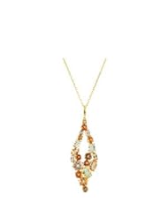 Clevereves 14K Yellow Gold Multi Colored Gemstone Genuine Multi Colored Gemstone Necklace