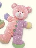 Pink Plush Baby Bear Rattle