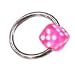 Lucky Pink Dice Ring Hoop Body Jewelry Steel Piercing