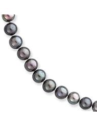 Genuine IceCarats Designer Jewelry Gift 14K 6-6.5Mm Black Freshwater Onion Cultured Pearl Necklace In 24.00 Inch