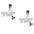 Silver "Kick Like a Girl" with Enamel Soccer Ball Hot Pink Swarovski Post Cha...