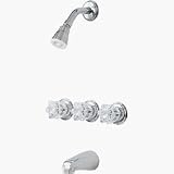 Price Pfister 01-118 Chrome Bedford Triple Handle Tub and Shower Trim and Valve with Single Function Showerhead from the Bedford Series 01-118