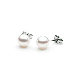 AAA Quality Round 5.5-6mm Akoya SaltWater cultured White Pearl Earrings with... by