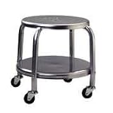 Scooter Stool, 13 Seat Diameter, 300 lbs Support, Metal, 14-1/2 Height, Silver CRA101401