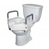 Locking Elevated Toilet Seat with padded removable arms FREE SHIP