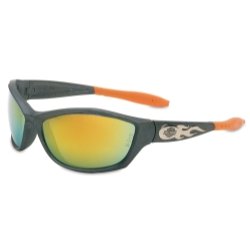 Sperian Harley-Davidson HD1003 Safety Glasses With Gunmetal Frame And Orange Polycarbonate Anti-Fog Anti-Scratch Hardcoat Mirror Lens