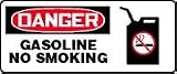 DANGER GASOLINE NO SMOKING (W/GRAPHIC) 7 x 17 Adhesive Vinyl Sign