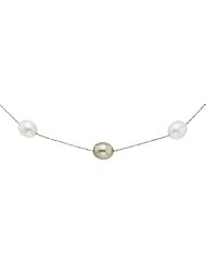 18 inch 8-9mm Pistachio & White Rice Freshwater Pearl 14K White Gold Necklace