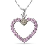 Gordon's Jewelers Pink Sapphire and Enhanced Champagne Diamond Heart Pendant in 10K White Gold fancy sapphire