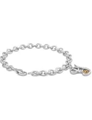 6 3/4 In Silver & 14K Gold Diamond Initial Y Charm Bracelet For Girls