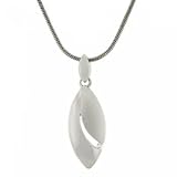 Sterling Silver Marquise Pendant Snake Chain w/ Diamond