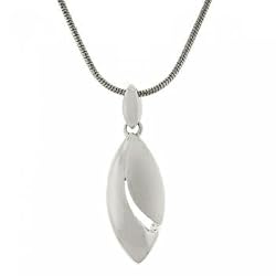 Sterling Silver Marquise Pendant Snake Chain w/ Diamond