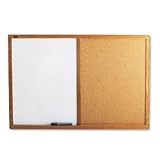 Quartet Combination Dry Erase/Cork Board, Oak Finish Frame, 36W X 24H, Natural Finish (QRTS553)