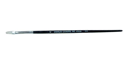 Charles Leonard Inc. Flat Brushes with Short Handle, # 4, 0.25 Inch, White Bristle, 1 Dozen (73104)