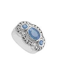 Sapphire and Diamond Ring 14K White Gold - 2.50 CT TGW