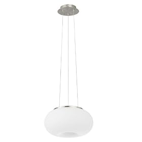 Eglo  86813A Optica, Nickel/Frosted, 2-Light Opal Pendant Light Fixture