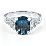 Helzberg Diamonds - 10kt White Gold Oval London Blue Topaz Ring with Diamond Accents