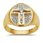 0.01 CT MENS CRUCIFIX RING