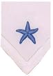 100% White Cotton Hand Embroidered Blue Starfish Napkin 22" X 22" Set / 4