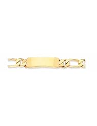 14K Gold Hand-polished Figaro Link ID Bracelet 8.5 Inches