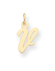 14k Yellow Gold Small Script Initial V Charm. Gold Wt- 0.28g.