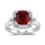 0.12 Ct Diamond and 2.86 Cts Garnet Ring in 14K White Gold