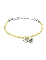 Silver Yellow Bow Bell Yellow Cord Girls Bracelet (5 1/2 or 6 1/2 in)