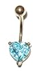 Genuine Blue Topaz Heart 14 karat Gold Belly Button Ring