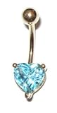 Genuine Blue Topaz Heart 14 karat Gold Belly Button Ring