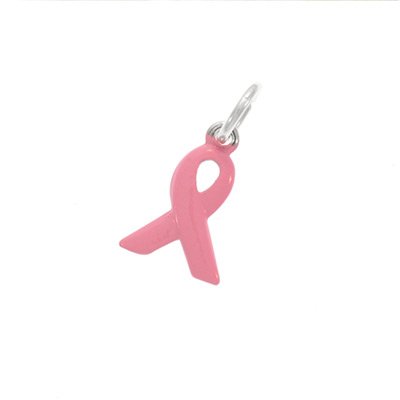 Sterling Silver Pink Ribbon Charm Pendant Breast Cancer Awareness