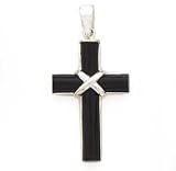 Black Onyx Cross Pendant Set in Fine 925 Silver