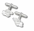 Sterling Silver UN OF KANSAS POLISHED JHAWK 1/2" CUFF LINKS