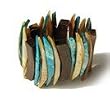 Exotic Wood Colored Shell Layered Together Stretch Bracelet P36-A