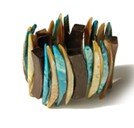 Exotic Wood Colored Shell Layered Together Stretch Bracelet P36-A