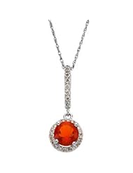Clevereves 14K White Gold 1 5 Ct Tw Genuine Mexican Fire Opal And Diamond Pendant