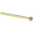 Solid 14KT Yellow Gold 1.5mm Genuine Pink Sapphire Straight Fishtail 3/4 - 18 Gauge