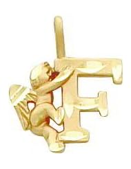 14K Gold Angel Initial Letter F Charm FindingKing